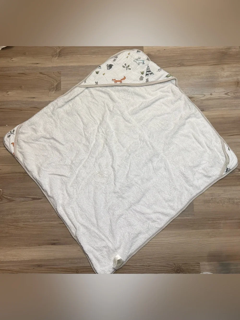 Little Unicorn Woodland Animal Muslin towel- Fox, Bear & Tree Print